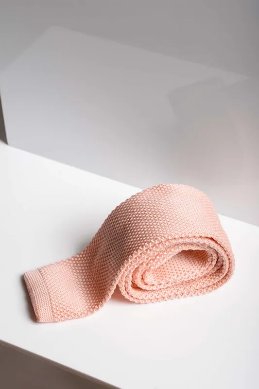 KT - Peach Knitted Tie sold by Marc Darcy