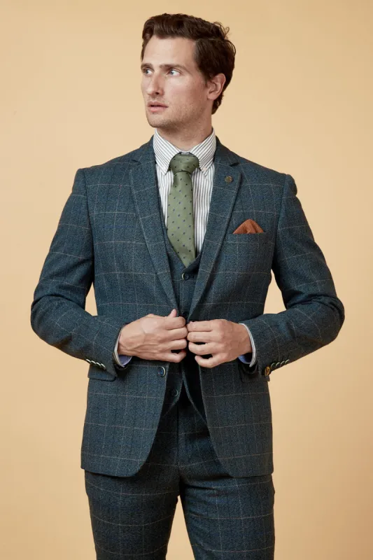 SCOTT - Blue Tweed Check Blazer sold by Marc Darcy
