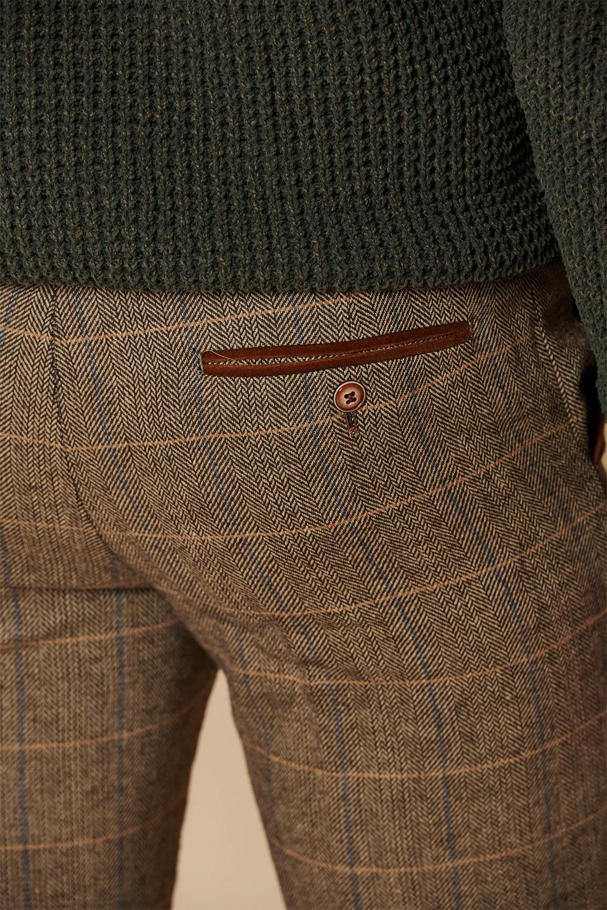 TED - Tan Tweed Check Trousers sold by Marc Darcy product image thumbnail 3