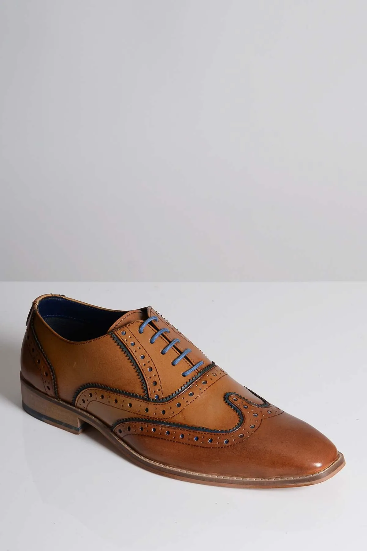 MARCO - Tan Blue Leather Wingtip Oxford Shoe sold by Marc Darcy product image thumbnail 2