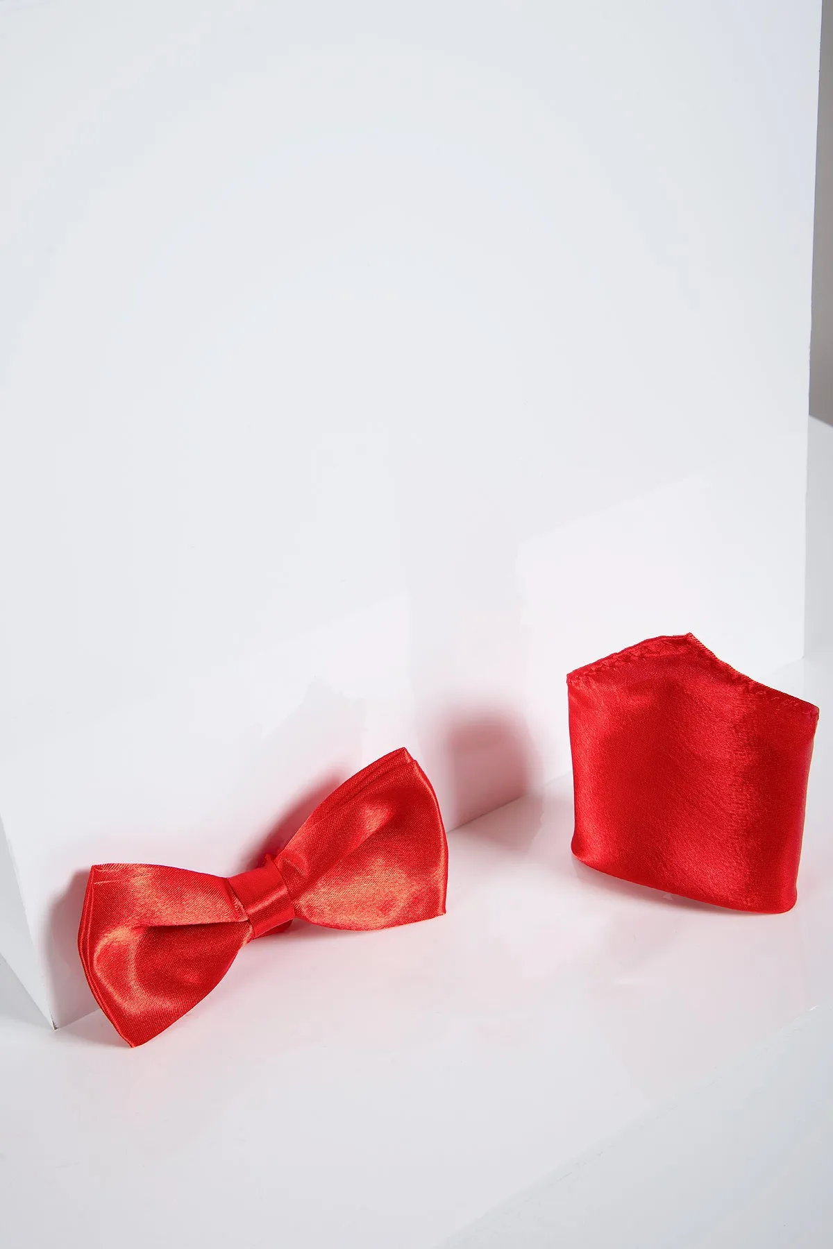 STANLEY - Satin Bow Tie and Pocket Square Set In Red sold by Marc Darcy product image thumbnail 2