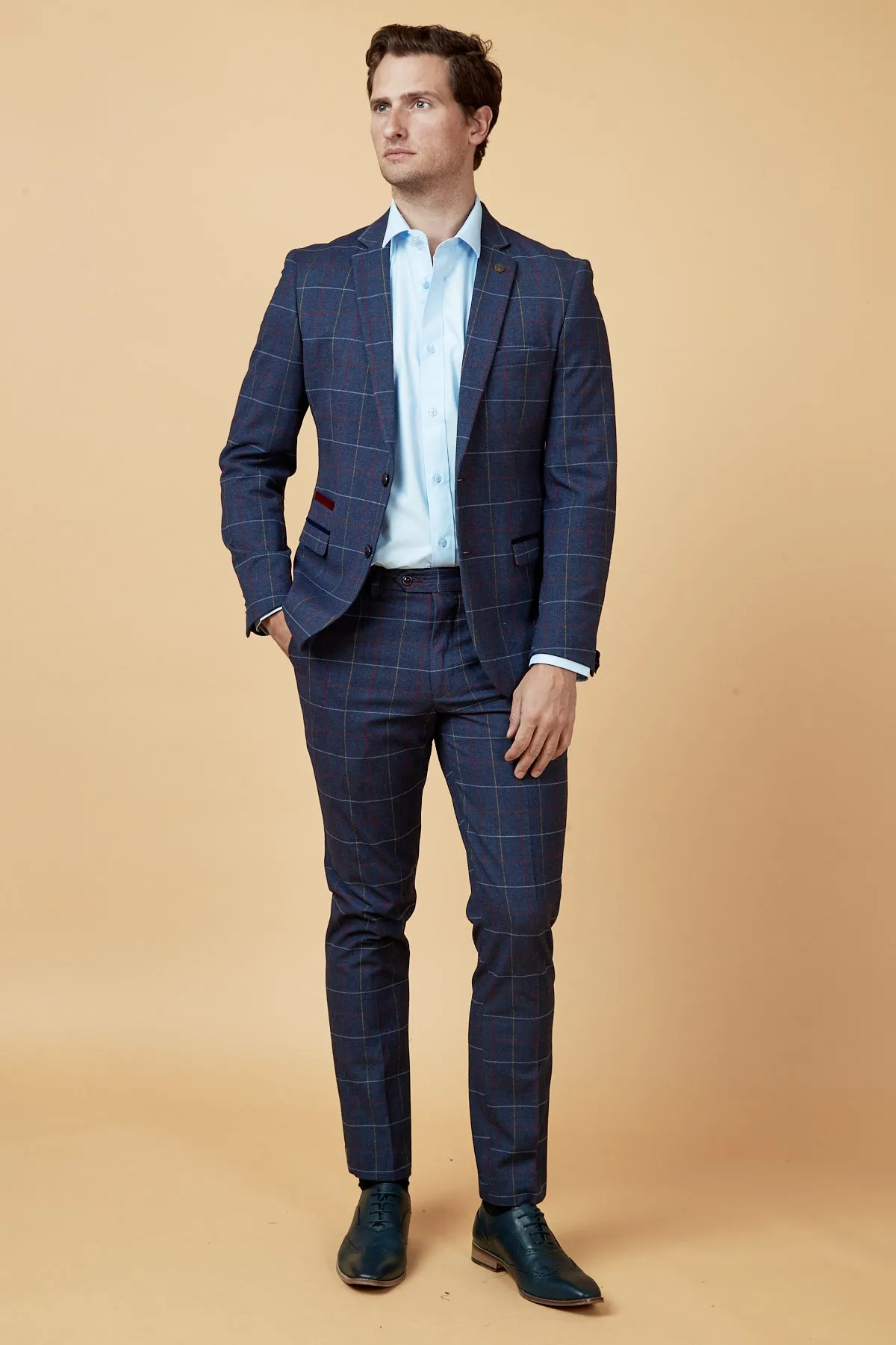 DRAKE - Navy Check Blazer sold by Marc Darcy product image thumbnail 3