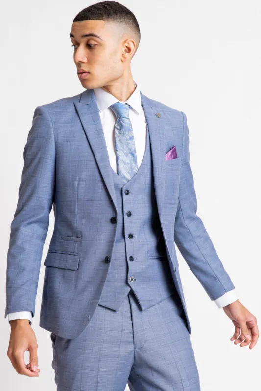 SID - Blue Grey Check Blazer made by Marc Darcy