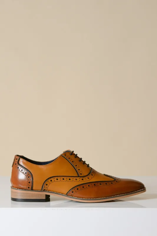 MARCO - Tan Leather Oxford Wingtip Shoe sold by Marc Darcy