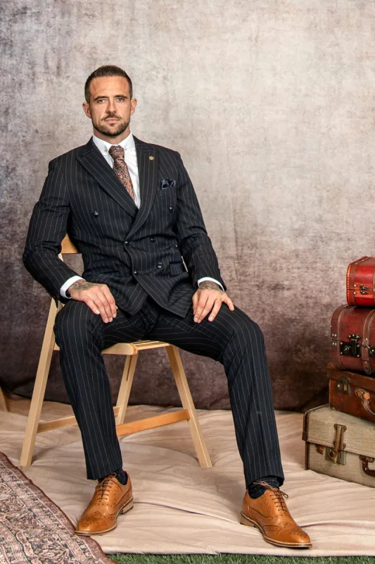 The WHU Collection - ROCCO Navy Pinstripe Double Breasted Suit As Worn By Danny Ings made by Marc Darcy