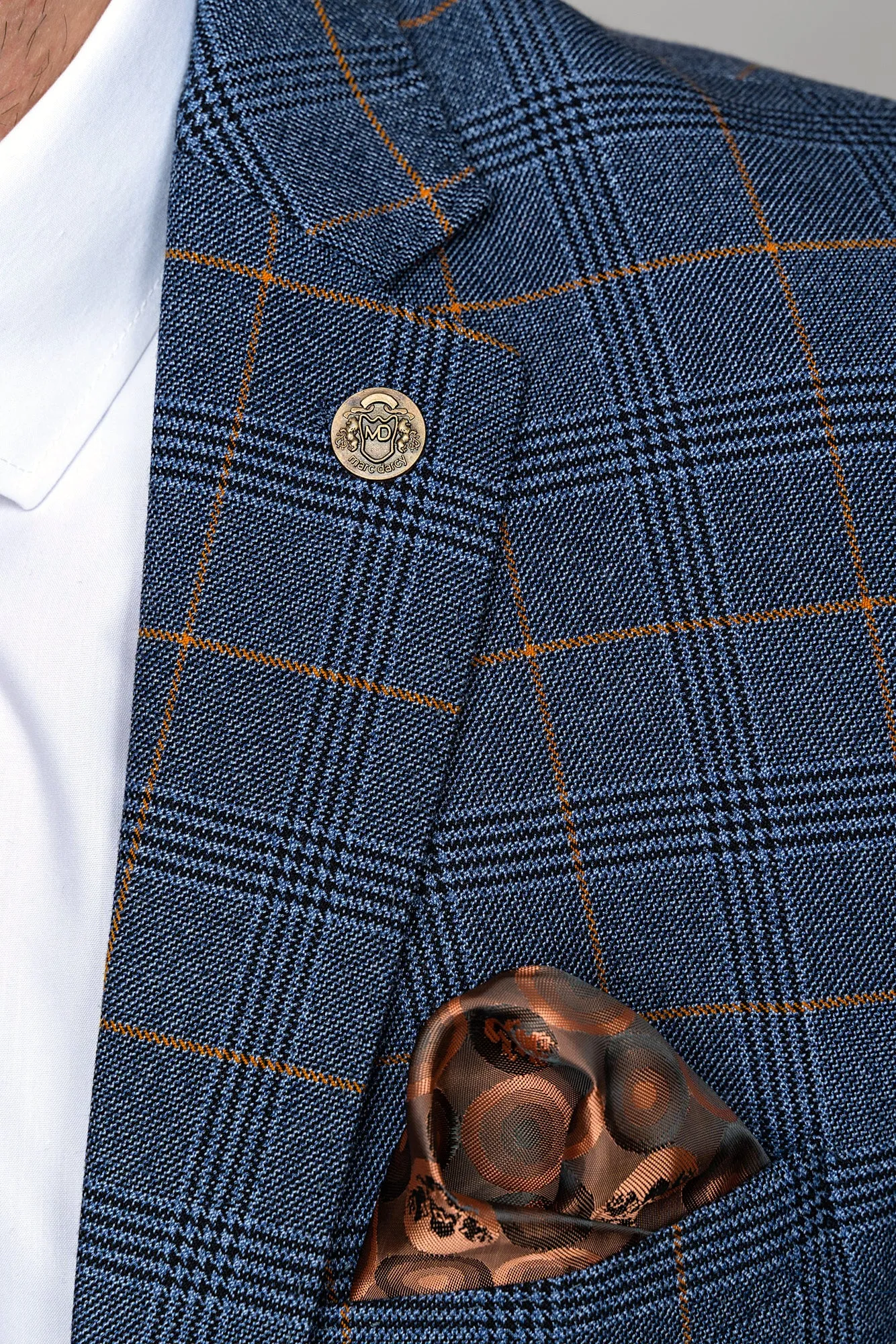 JENSON - Sky Blue Check Suit with Kelvin Tan Waistcoat sold by Marc Darcy product image thumbnail 2