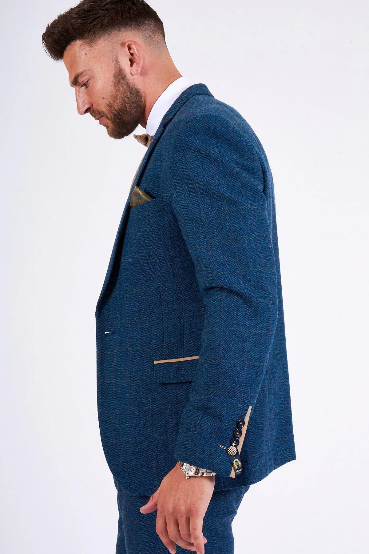 DION Blue Tweed Suit As Worn By Sam Johnstone sold by Marc Darcy product image thumbnail 3