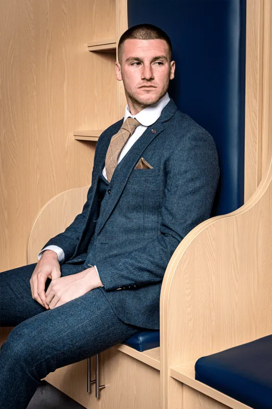 DION Blue Tweed Suit As Worn By Sam Johnstone sold by Marc Darcy