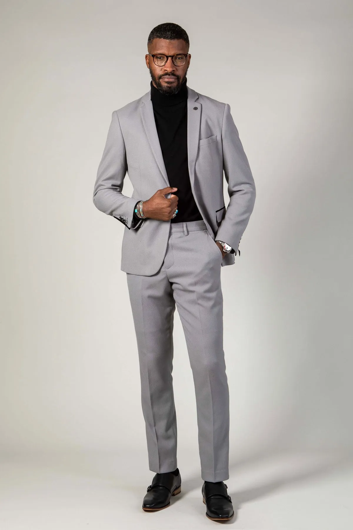 EDWIN - Silver Grey Notch Lapel Two Piece Suit sold by Marc Darcy product image thumbnail 3