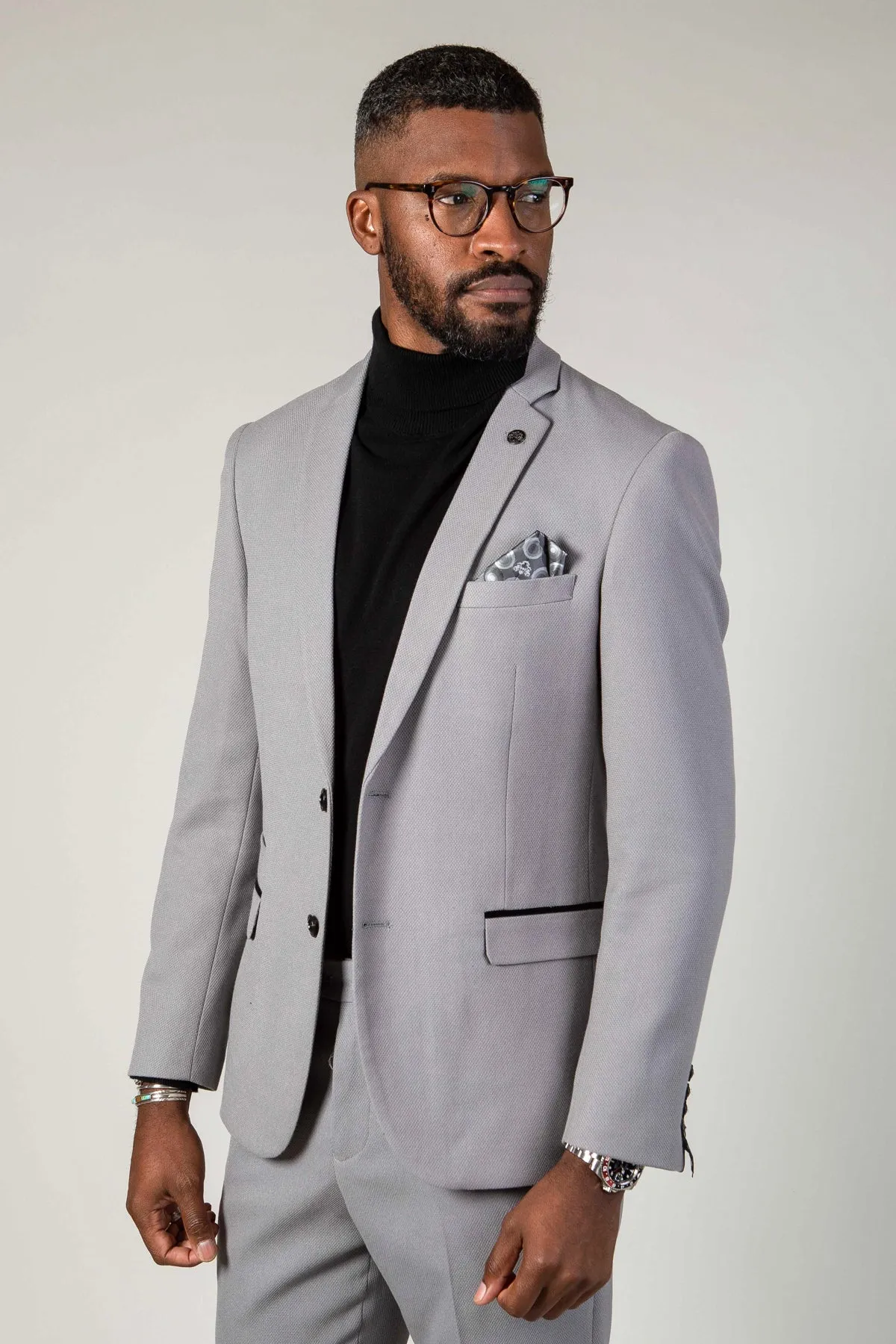 EDWIN - Silver Grey Notch Lapel Two Piece Suit sold by Marc Darcy product image thumbnail 2