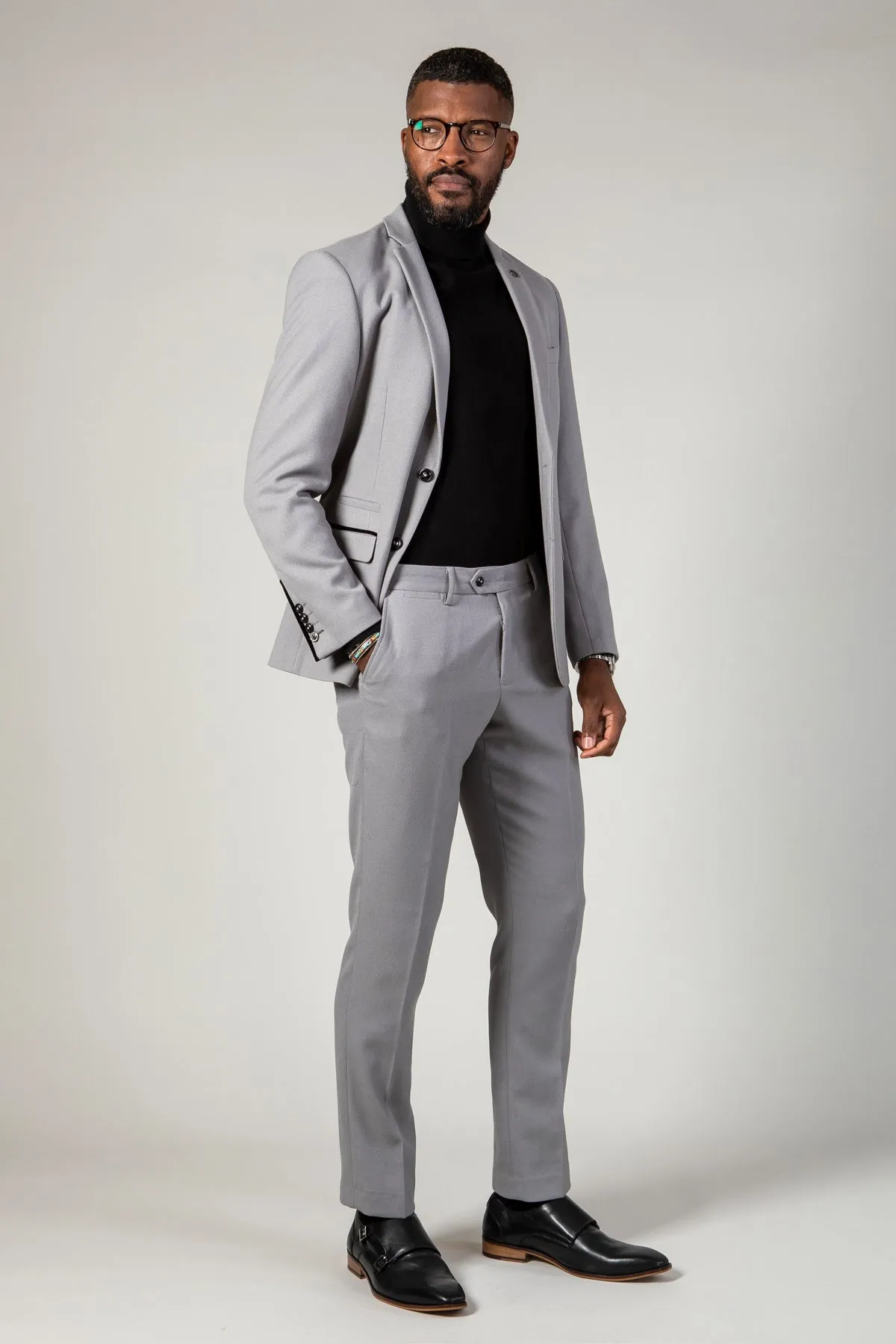 EDWIN - Silver Grey Notch Lapel Two Piece Suit sold by Marc Darcy