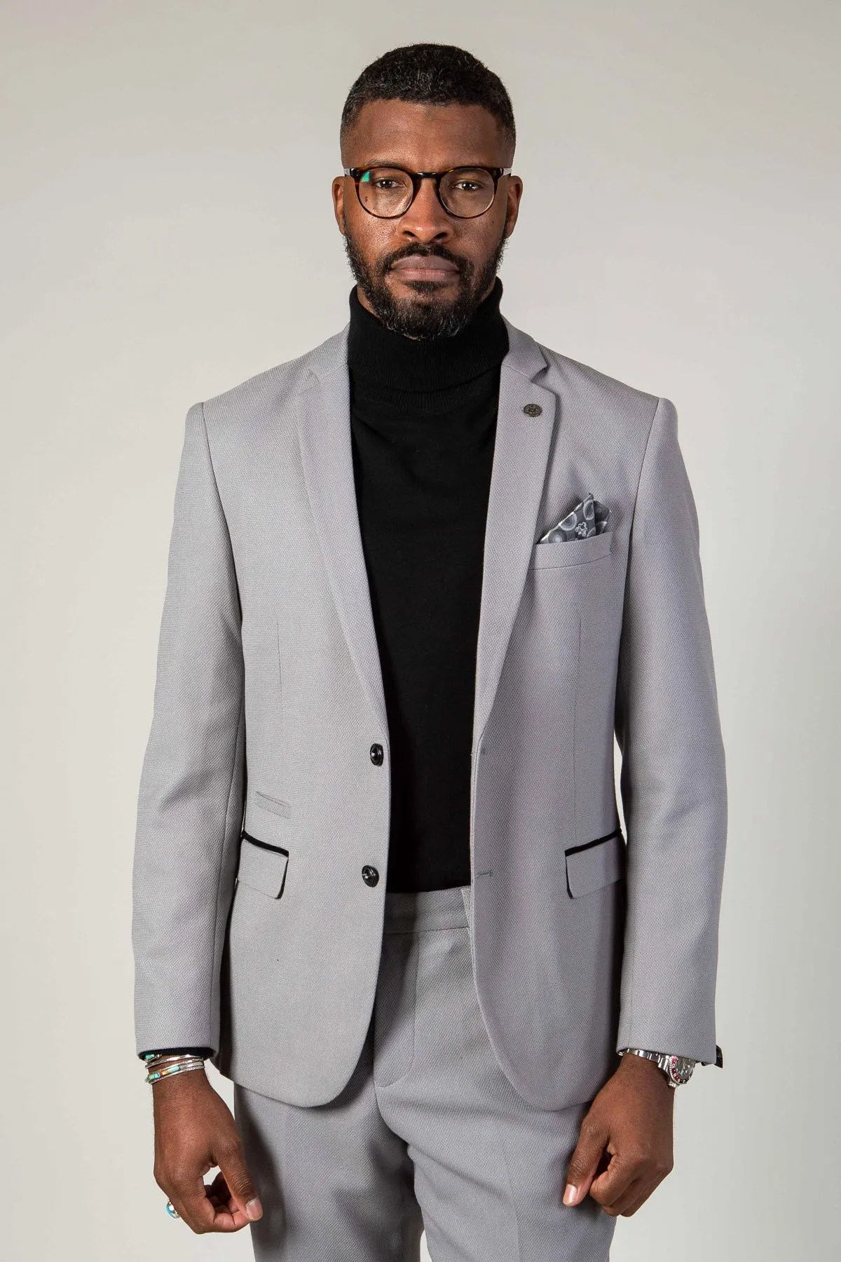 EDWIN - Silver Grey Notch Lapel Two Piece Suit sold by Marc Darcy product image thumbnail 5