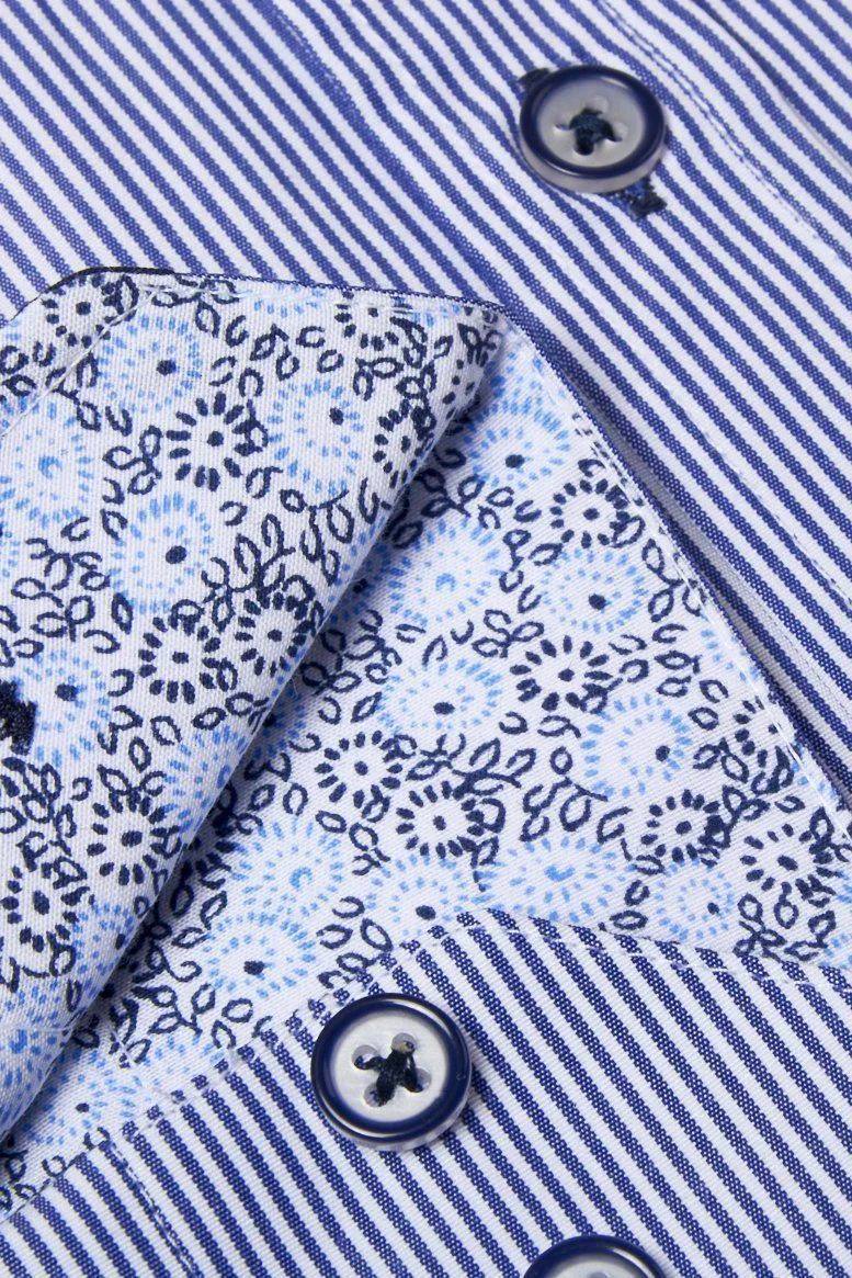 COOPER - Grandad Collar Navy Stripe Shirt sold by Marc Darcy product image thumbnail 4