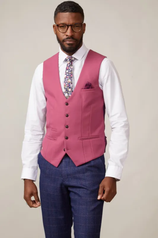 KELVIN - Berry Single Breasted Waistcoat sold by Marc Darcy