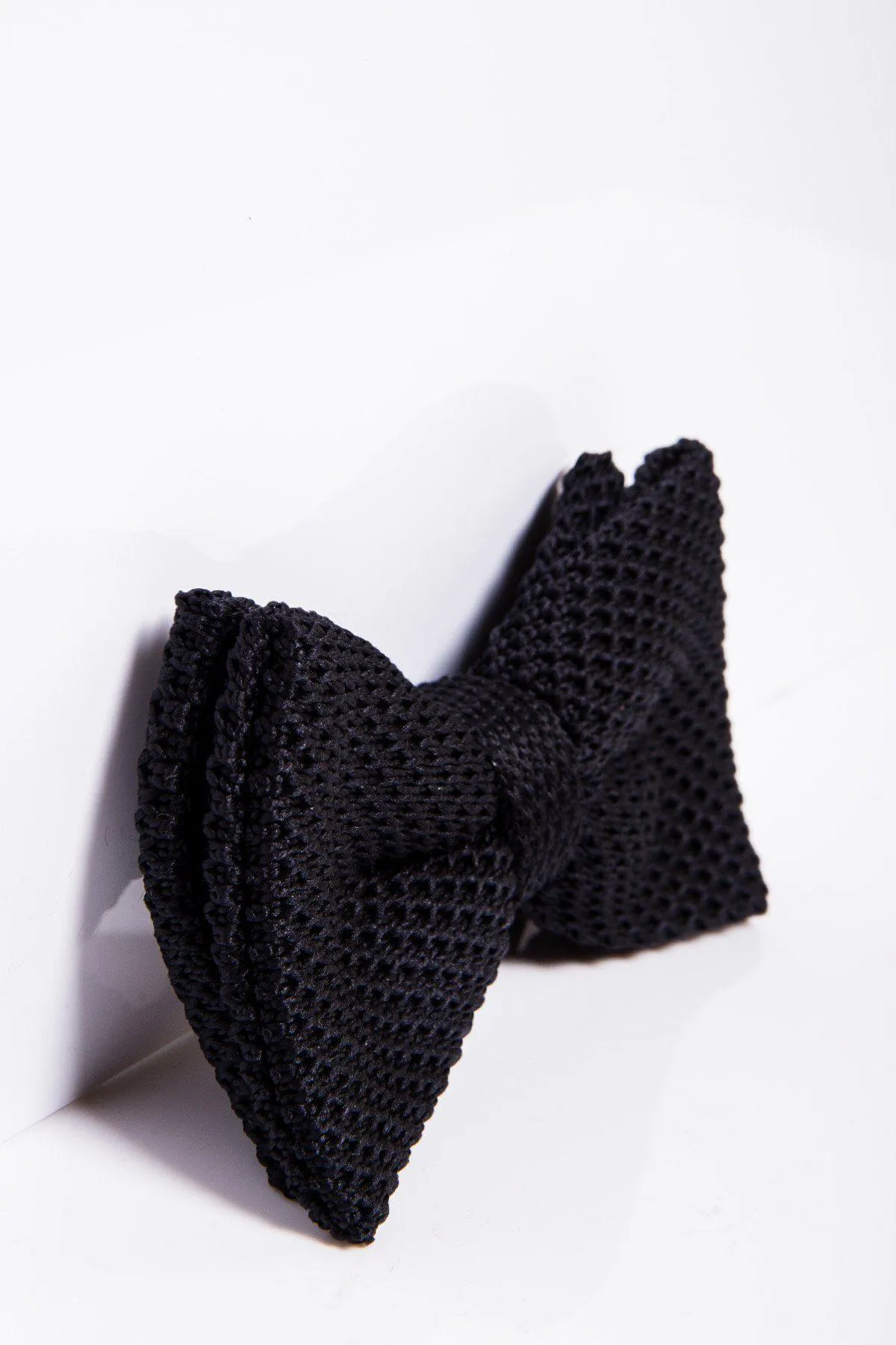 KB - Knitted Double Layer Bow Tie In Black sold by Marc Darcy