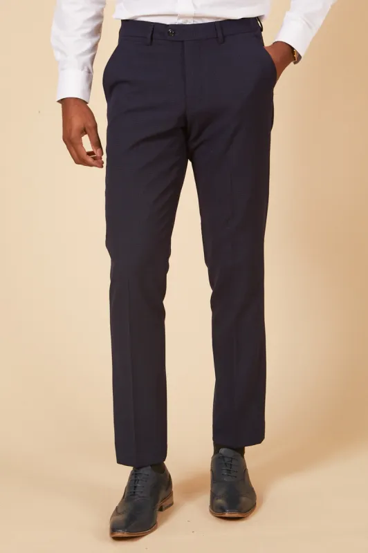 BROMLEY - Navy Check Trousers sold by Marc Darcy
