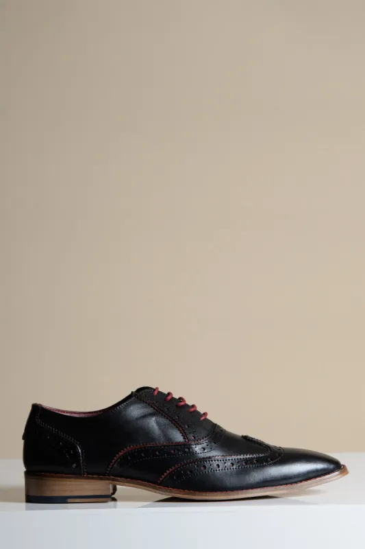 MARCO - Black Bordeaux Leather Wingtip Oxford Shoe sold by Marc Darcy