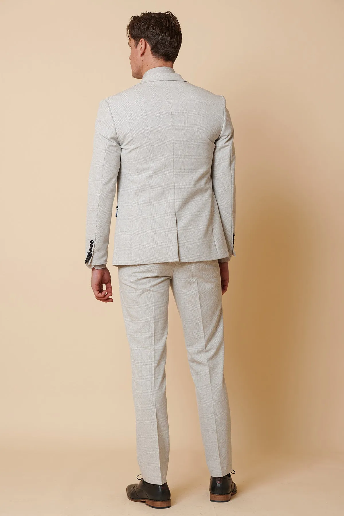 BROMLEY - Stone Check Three Piece Suit sold by Marc Darcy product image thumbnail 5