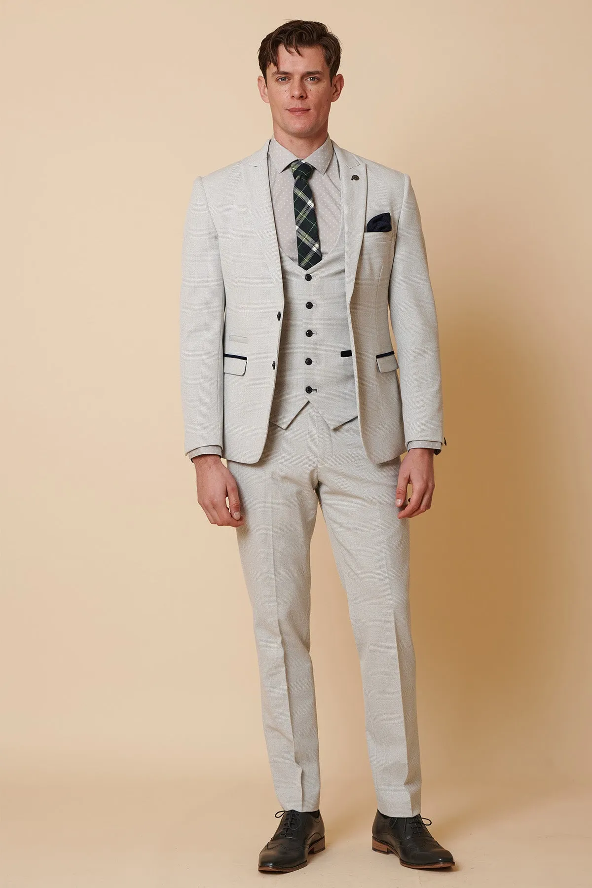 BROMLEY - Stone Check Three Piece Suit sold by Marc Darcy product image thumbnail 2