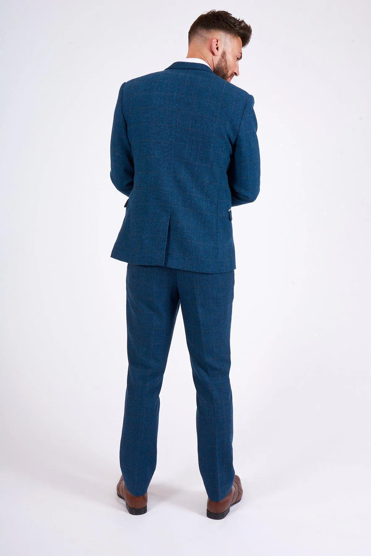 Fenerbahçe And Brazil Midfielder Fred in Dion Blue Tweed Check Suit sold by Marc Darcy product image thumbnail 4
