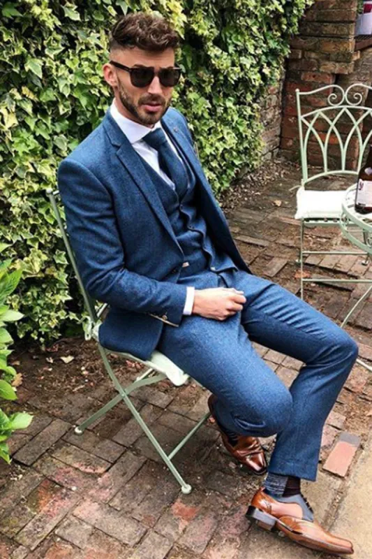 TV Star Jake Quickenden in Dion Blue Tweed Check Suit sold by Marc Darcy