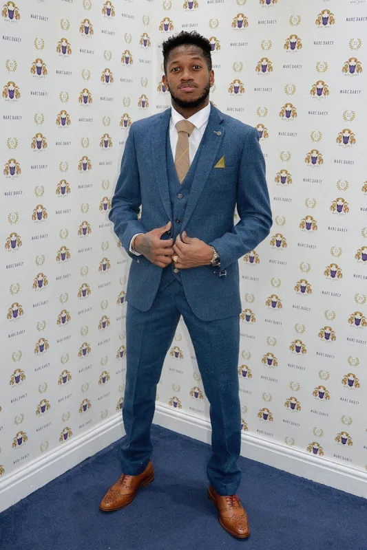 Fenerbahçe And Brazil Midfielder Fred in Dion Blue Tweed Check Suit sold by Marc Darcy