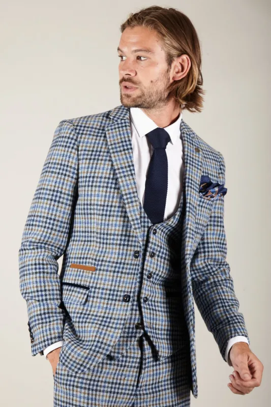 WATSON - Blue Tan Tweed Check Blazer sold by Marc Darcy
