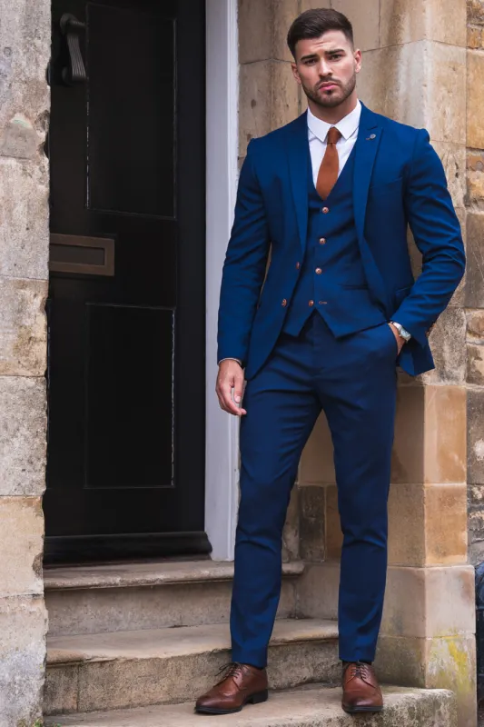 'I'm A Celebrity Get Me Out Of Here' 2022 Runner Up Owen Warner  in Max Royal Blue Suit sold by Marc Darcy