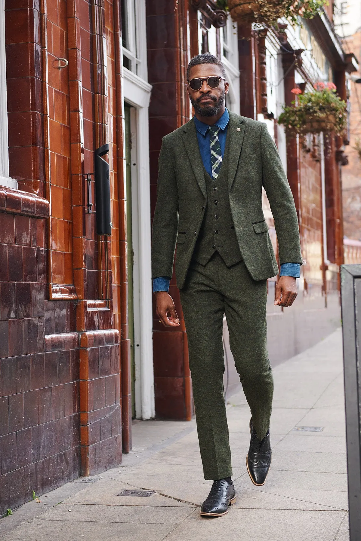 MARLOW - Olive Green Tweed Three Piece Suit sold by Marc Darcy