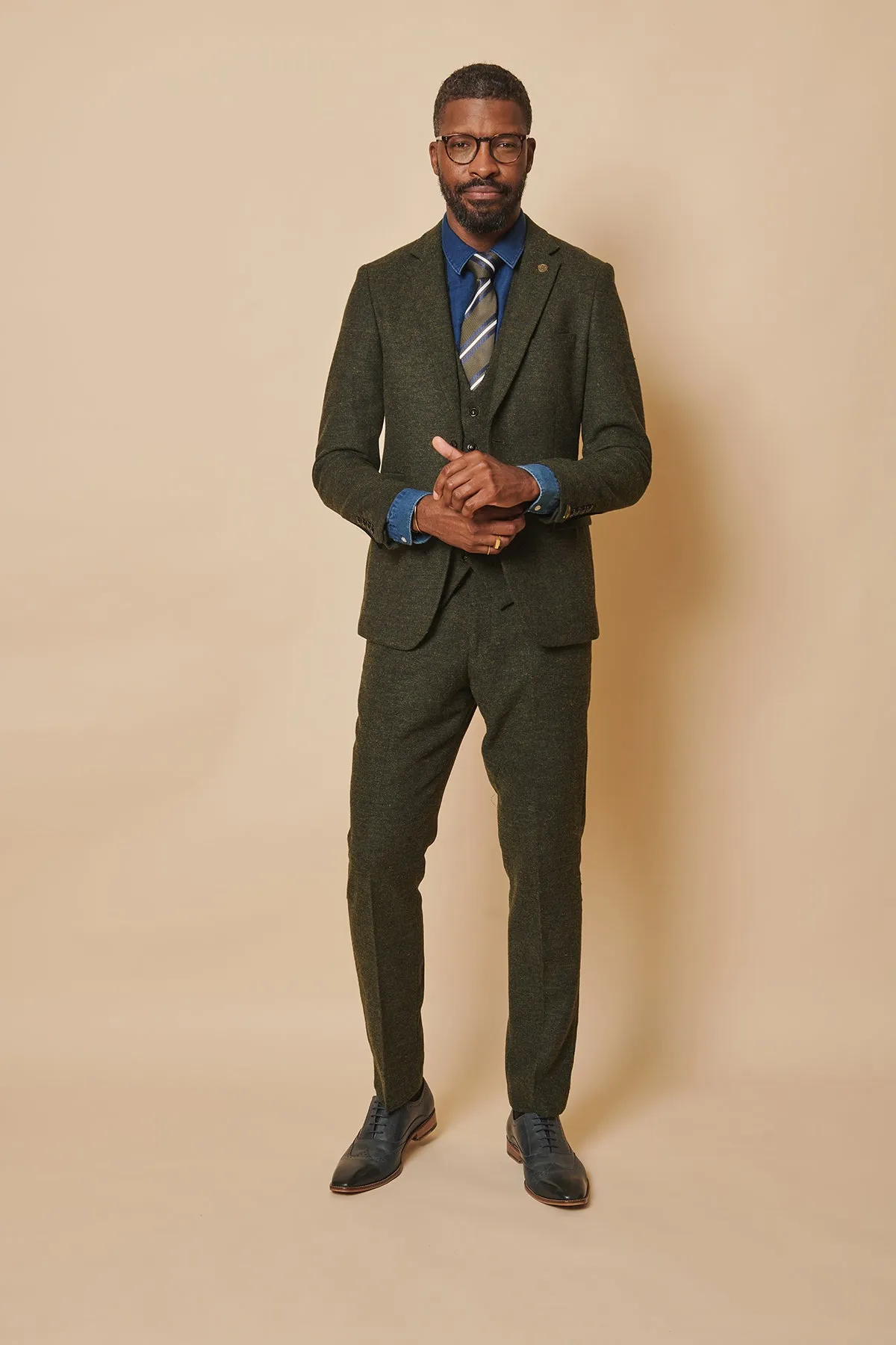 MARLOW - Olive Green Tweed Three Piece Suit sold by Marc Darcy product image thumbnail 3