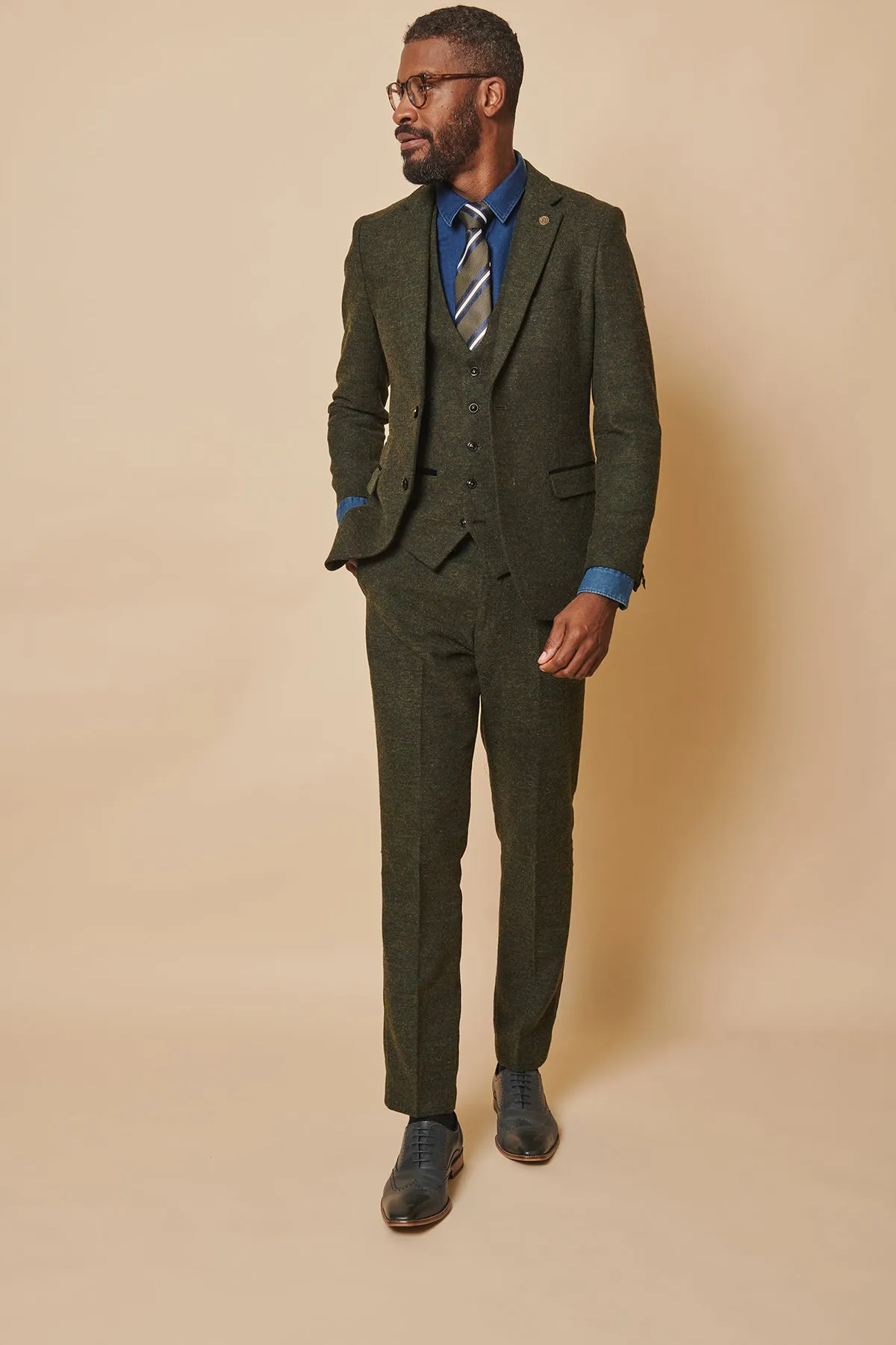 MARLOW - Olive Green Tweed Three Piece Suit sold by Marc Darcy product image thumbnail 5