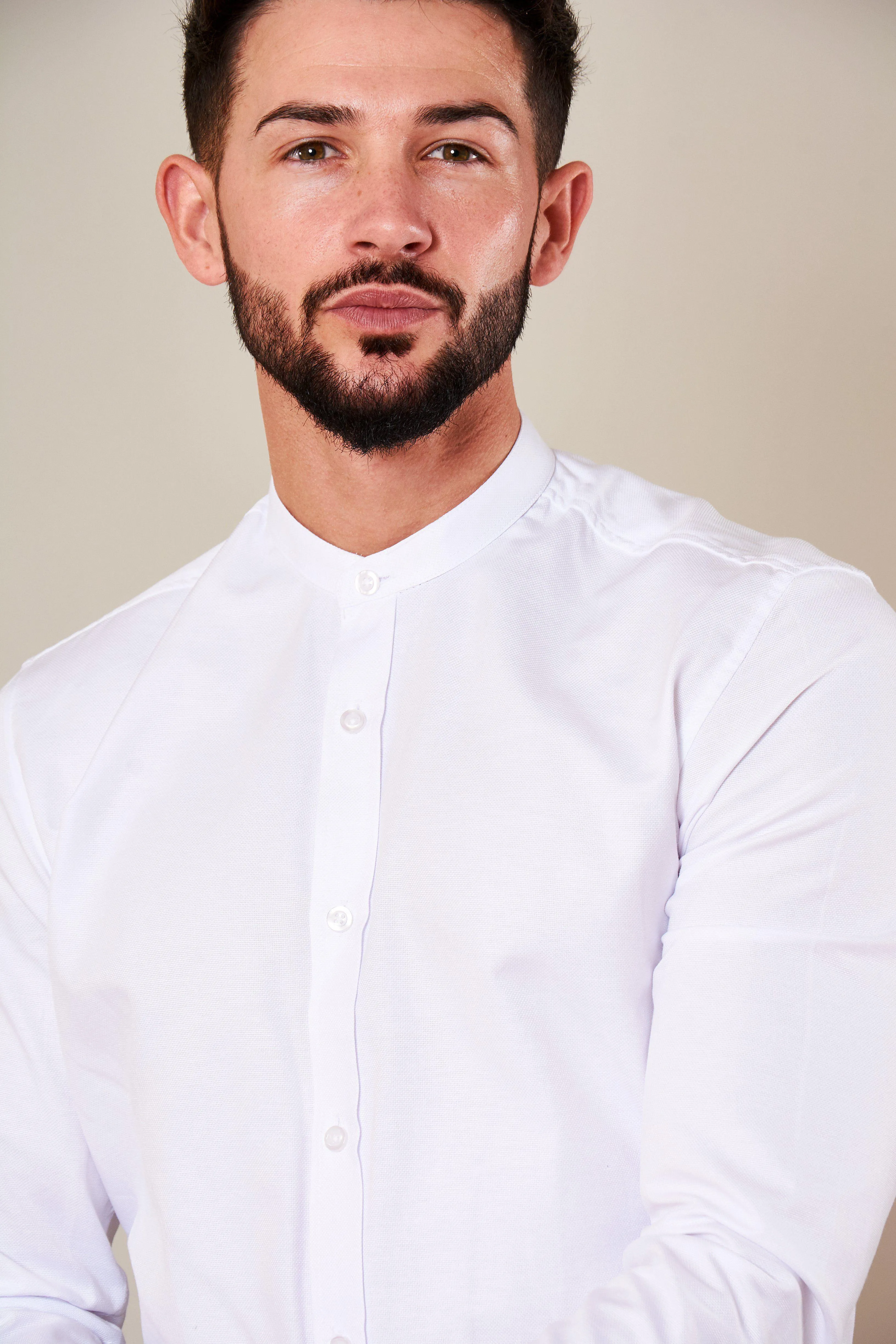 THOMAS - White Grandad Collar Shirt sold by Marc Darcy product image thumbnail 4