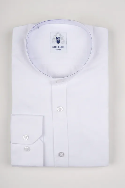 THOMAS - White Grandad Collar Shirt made by Marc Darcy