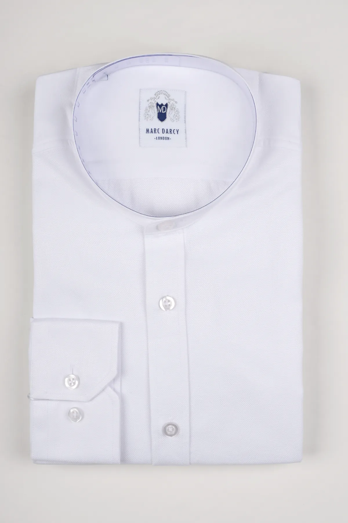 THOMAS - White Grandad Collar Shirt sold by Marc Darcy