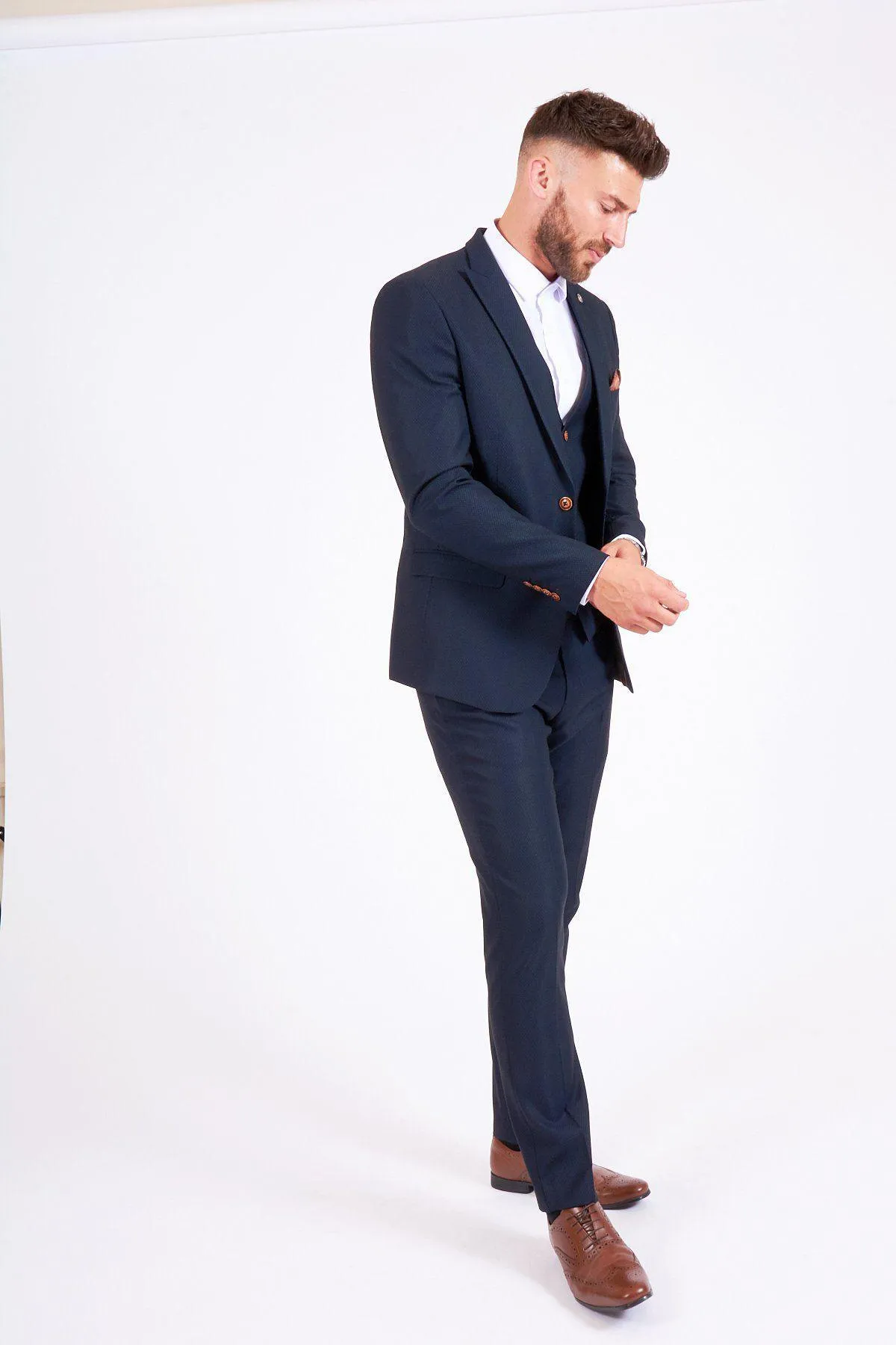 Former Newcastle United Defender Paul Dummett in Max Navy Suit sold by Marc Darcy product image thumbnail 5