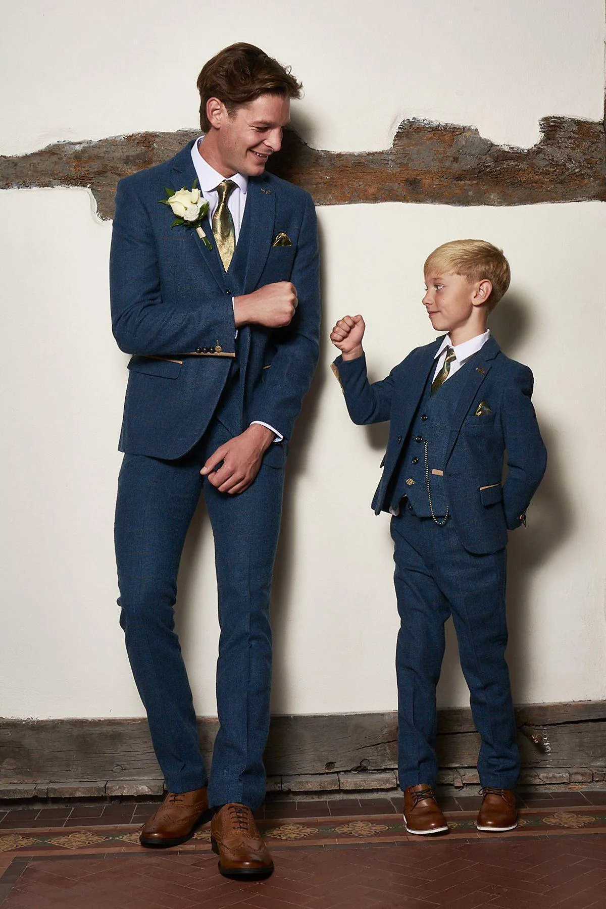 Matching Father & Son | DION - Blue Tweed Check Suit sold by Marc Darcy
