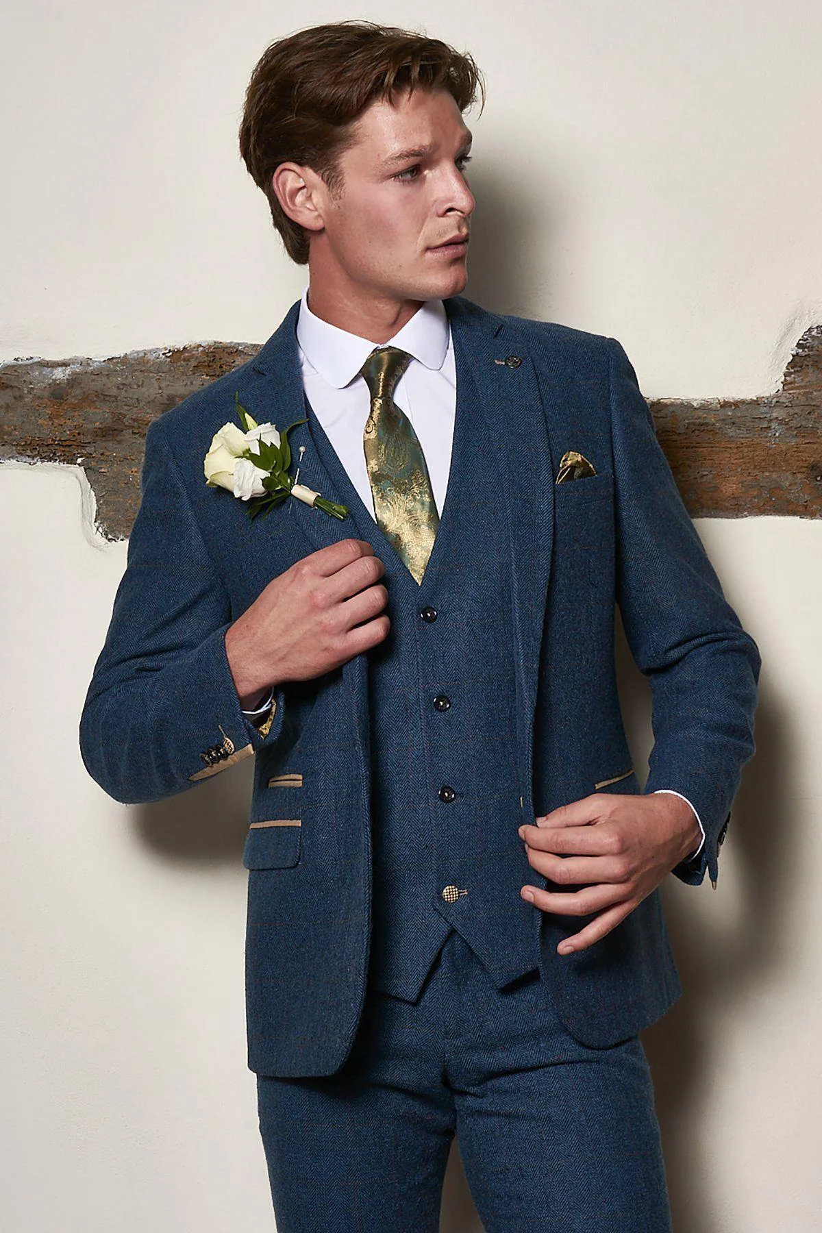 Matching Father & Son | DION - Blue Tweed Check Suit sold by Marc Darcy product image thumbnail 4