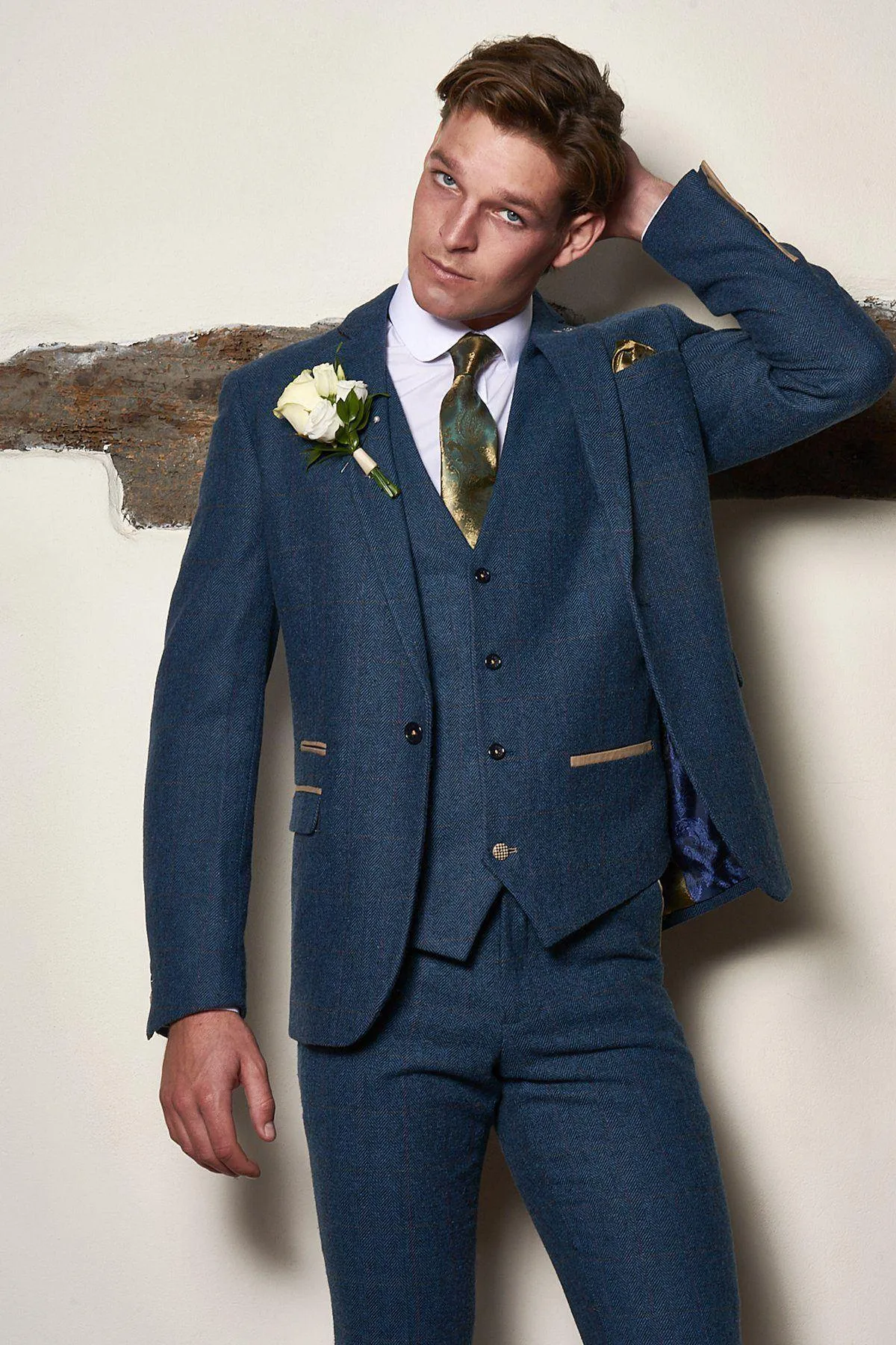 Matching Father & Son | DION - Blue Tweed Check Suit sold by Marc Darcy product image thumbnail 3