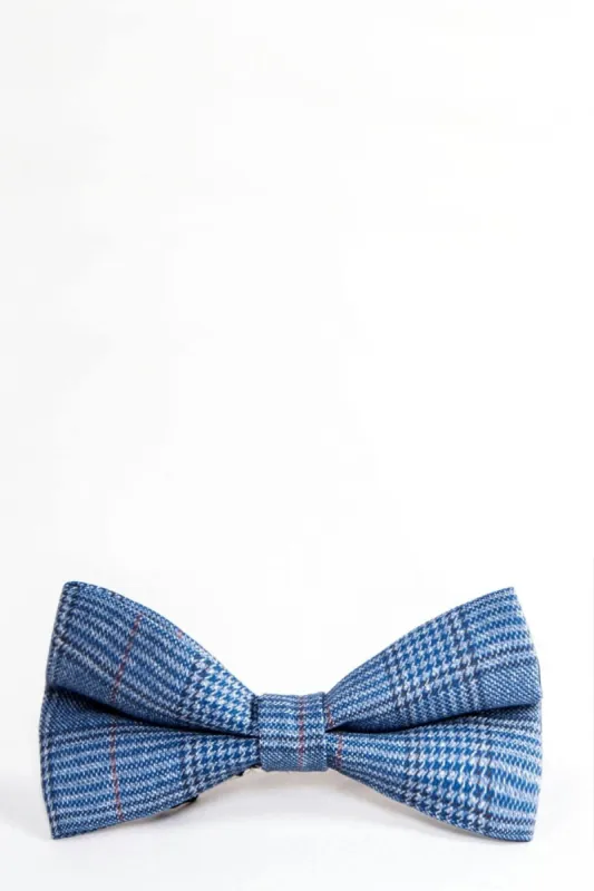 GEORGE - Light Blue Check Bow Tie sold by Marc Darcy