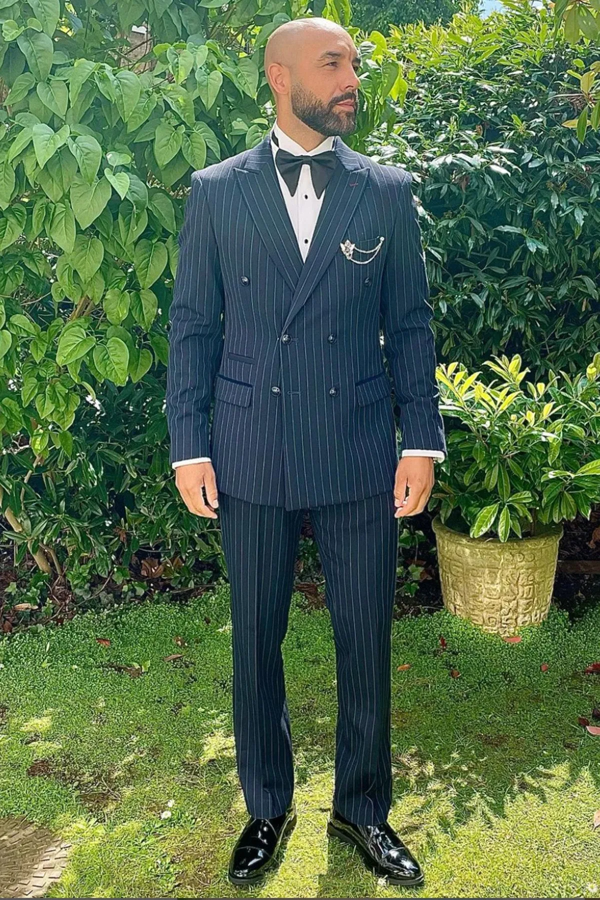 GMB Weather Presenter Alex Beresford In ROCCO Navy Double Breasted Two Piece Suit sold by Marc Darcy product image thumbnail 3