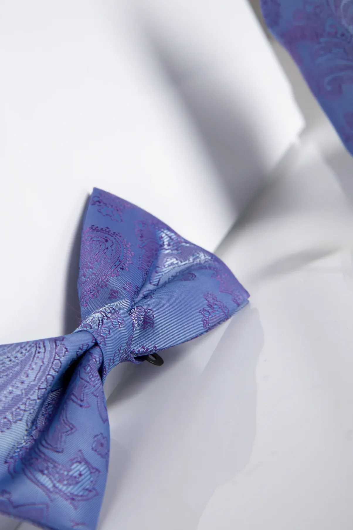 MD PAISLEY - Lilac Paisley Bow Tie and Pocket Square Set sold by Marc Darcy product image thumbnail 3