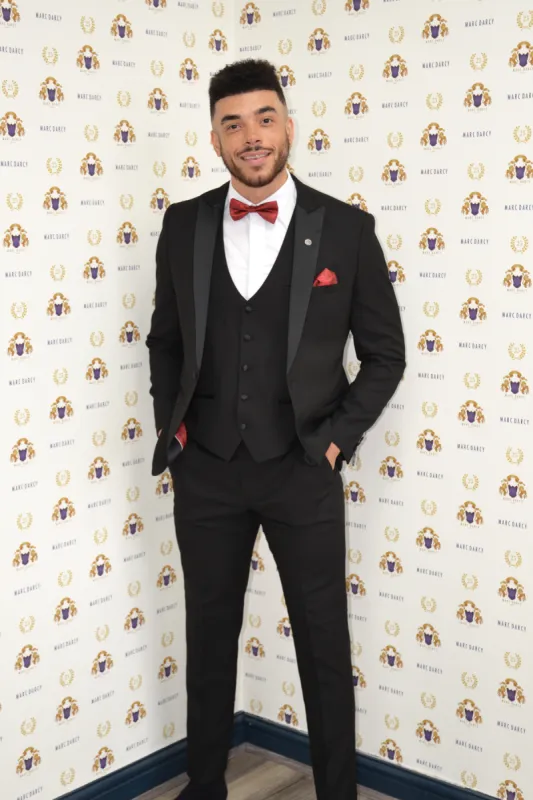 Emmerdale's Jurell Carter (Nate Robinson) in Dalton Black Tux sold by Marc Darcy