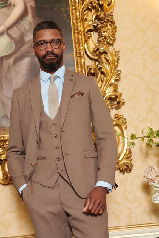 HM5 - Tan Tailored Three Piece Suit made by Marc Darcy