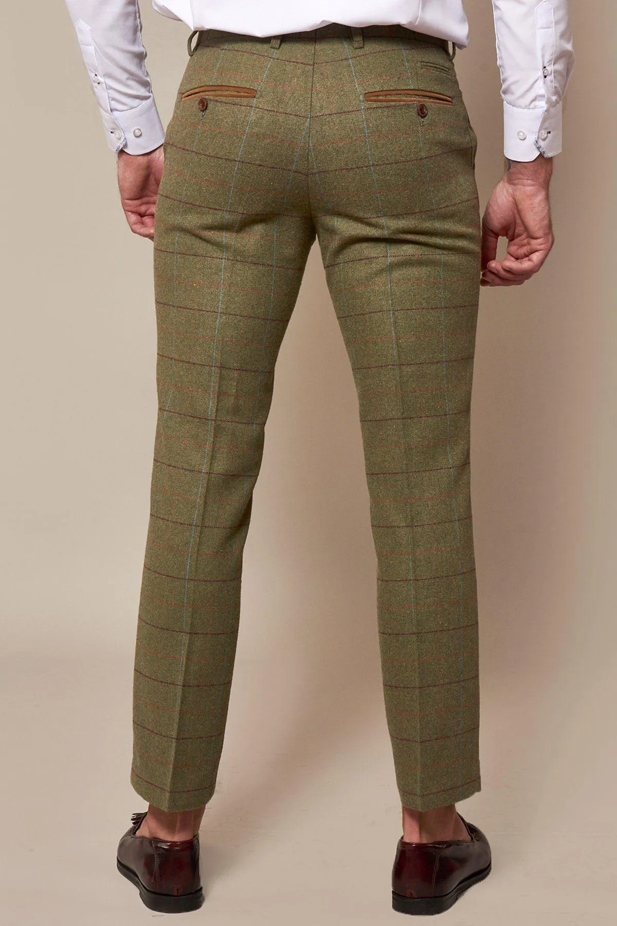 ELLIS - Moss Green Check Tweed Trousers sold by Marc Darcy product image thumbnail 2