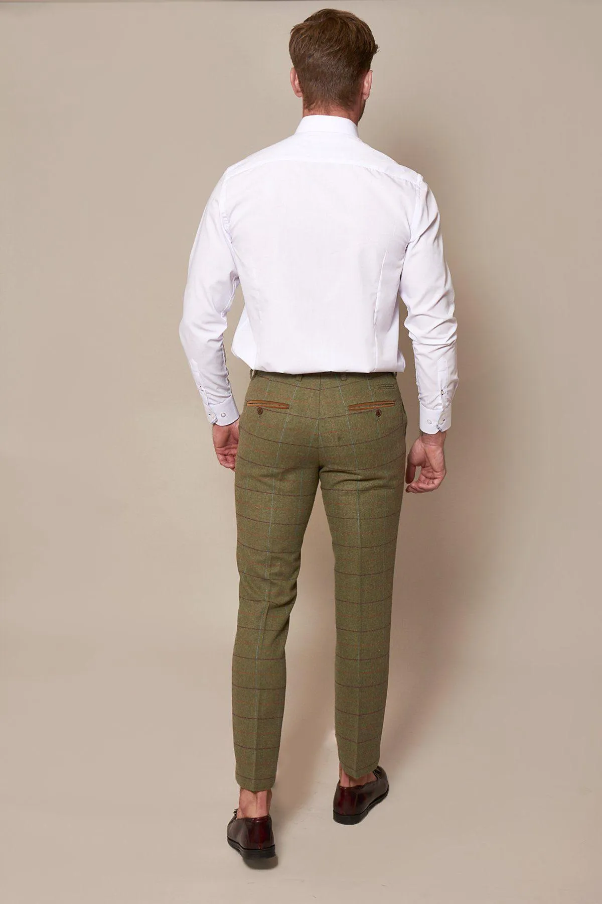 ELLIS - Moss Green Check Tweed Trousers sold by Marc Darcy product image thumbnail 4