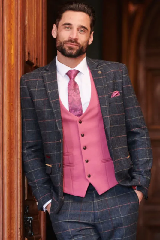 ETON - Navy Tweed Suit KELVIN Berry Waistcoat sold by Marc Darcy