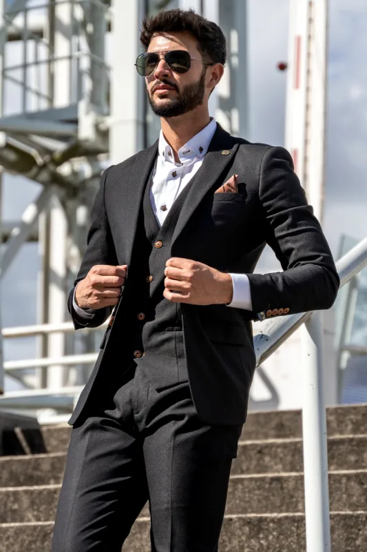 MAX - Black Three Piece Suit with Contrast Buttons sold by Marc Darcy