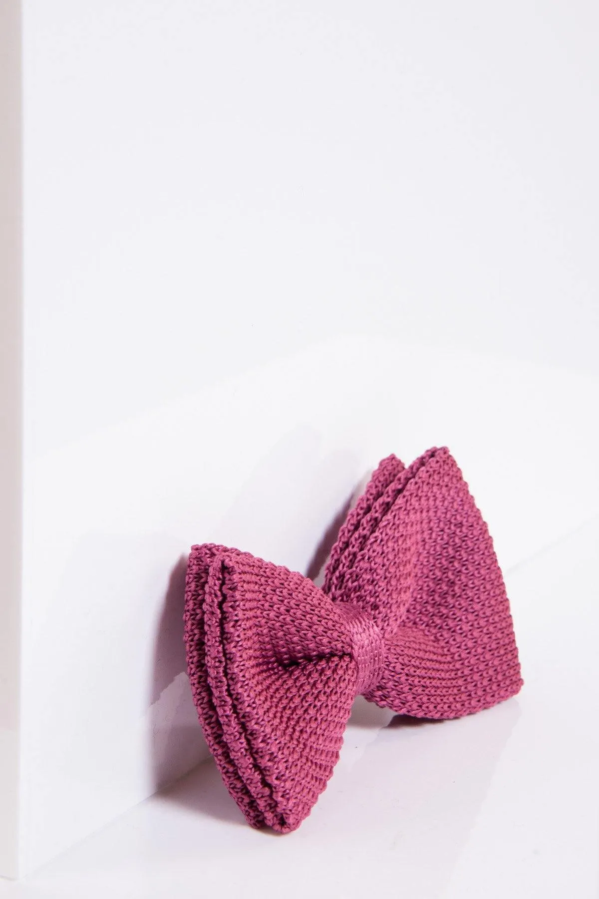 KB - Knitted Double Layer Bow Tie In Berry sold by Marc Darcy