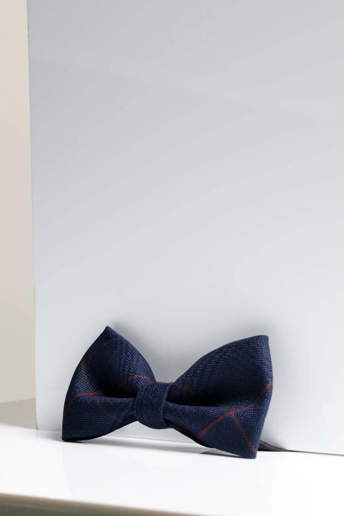 EDINSON - Navy Wine Check Bow Tie sold by Marc Darcy