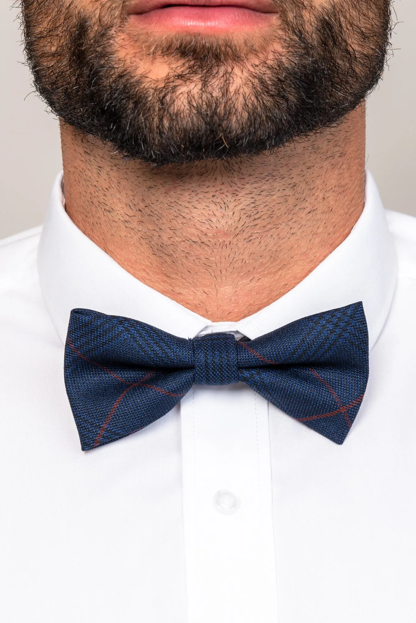 EDINSON - Navy Wine Check Bow Tie sold by Marc Darcy product image thumbnail 3